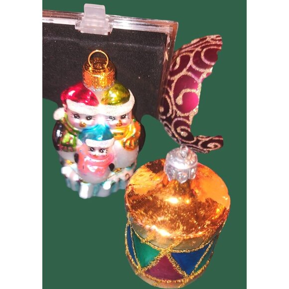 Vintage Lot Of 8 Xmas Ornaments Maroon & Gold Glass/Aluminum Angels & Puppy Figu - Picture 3 of 7